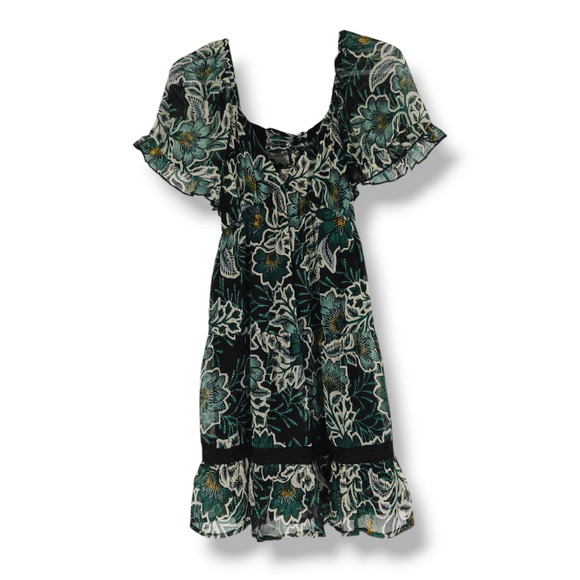 NWT B.O.G. Band of the Free Maisie Floral Mini Dress Sz. XS [2] Black Emerald - Picture 2 of 11